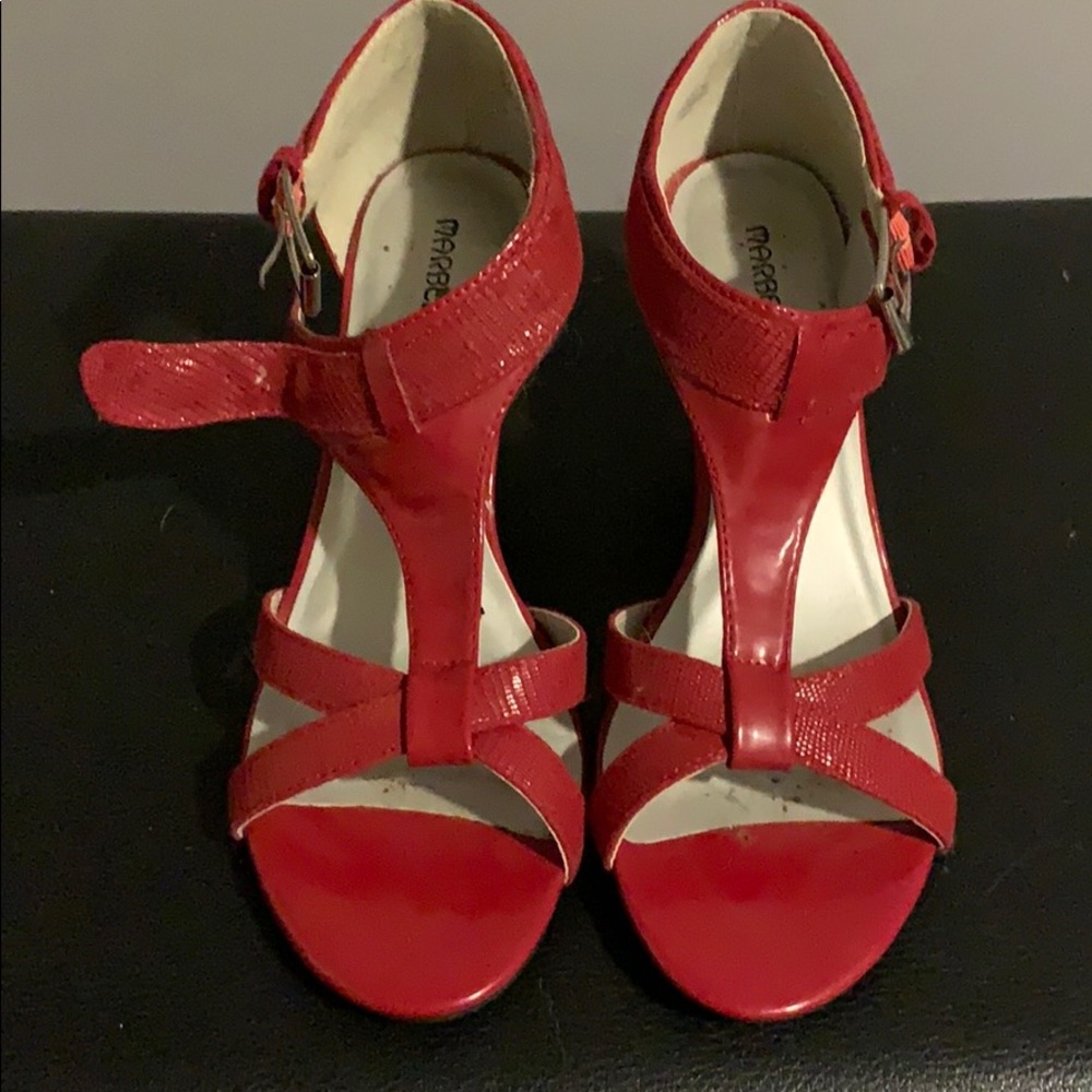 Red Marbella heels. Size 8.